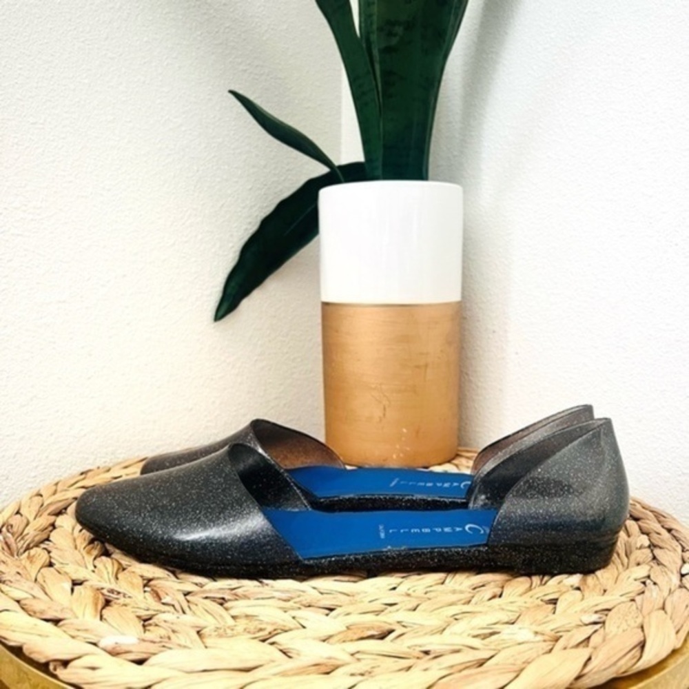 Jeffrey Campbell Sparkle flat Y2K Jelly-Love point d'Orsay shoes black glitter